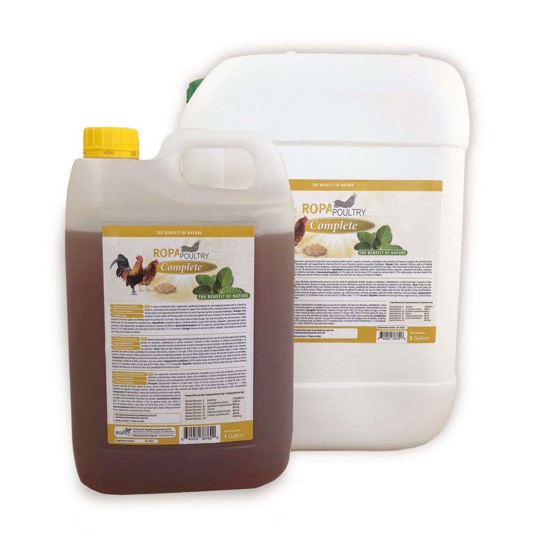250ml bottle of My Pet Chicken RopaPoultry Oregano Oil+ supplement for chickens, displayed with size options.