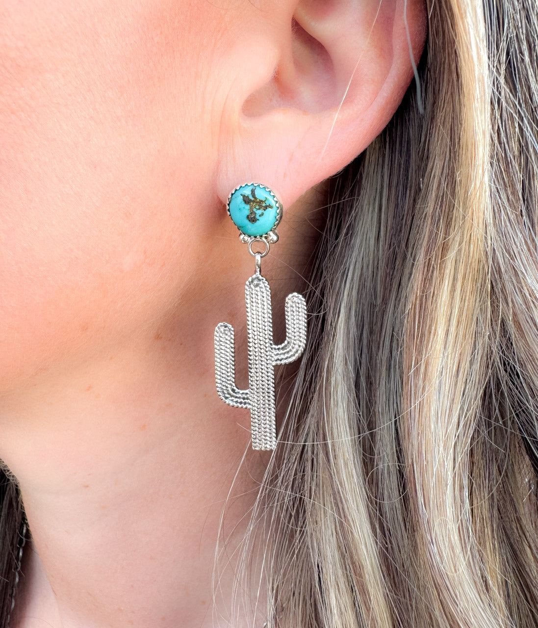 Anne Spencer Kingman Turquoise Cactus Earrings - Blessings Grow Meadows -