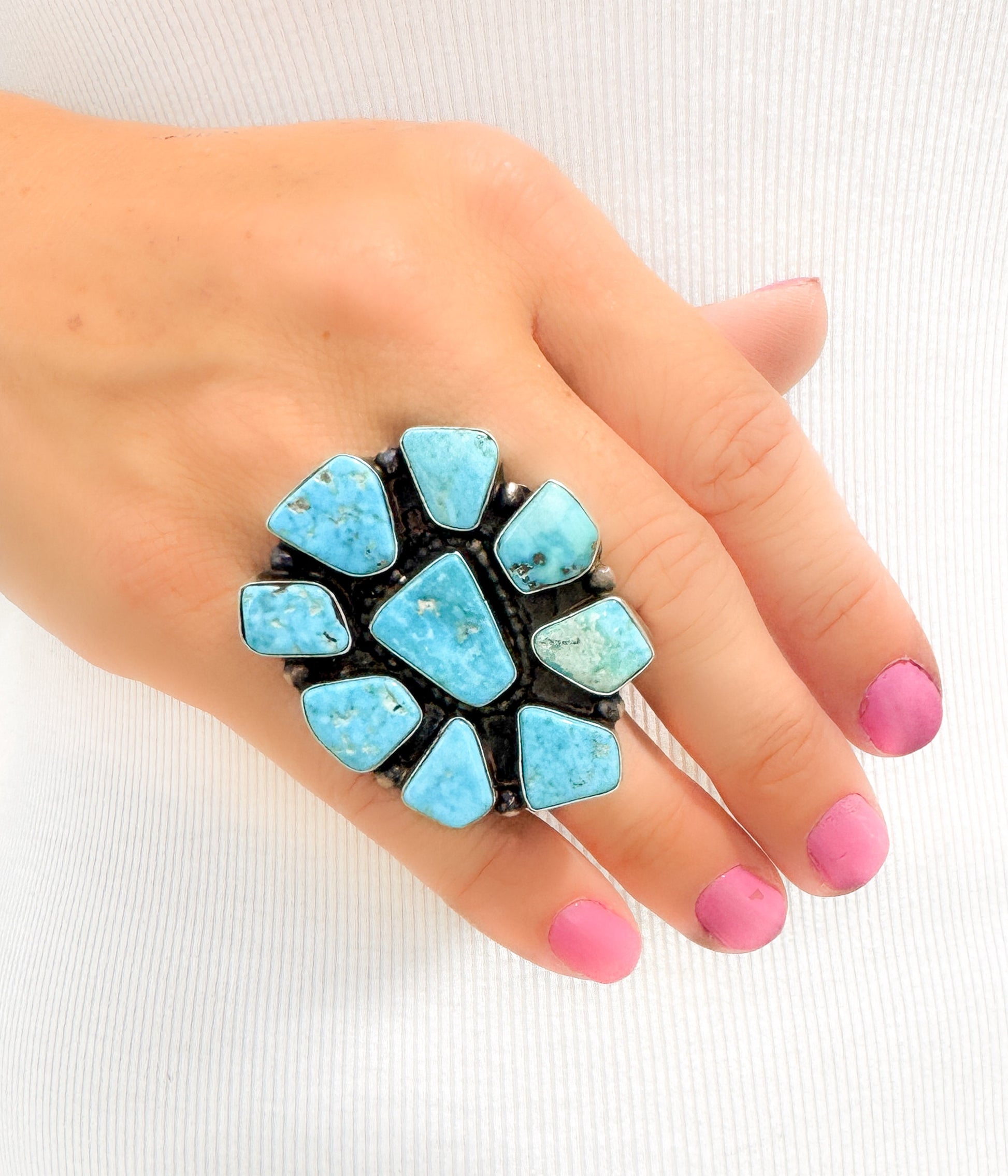 Anderson Largo Kingman Turquoise Large Cluster Ring - Blessings Grow Meadows -
