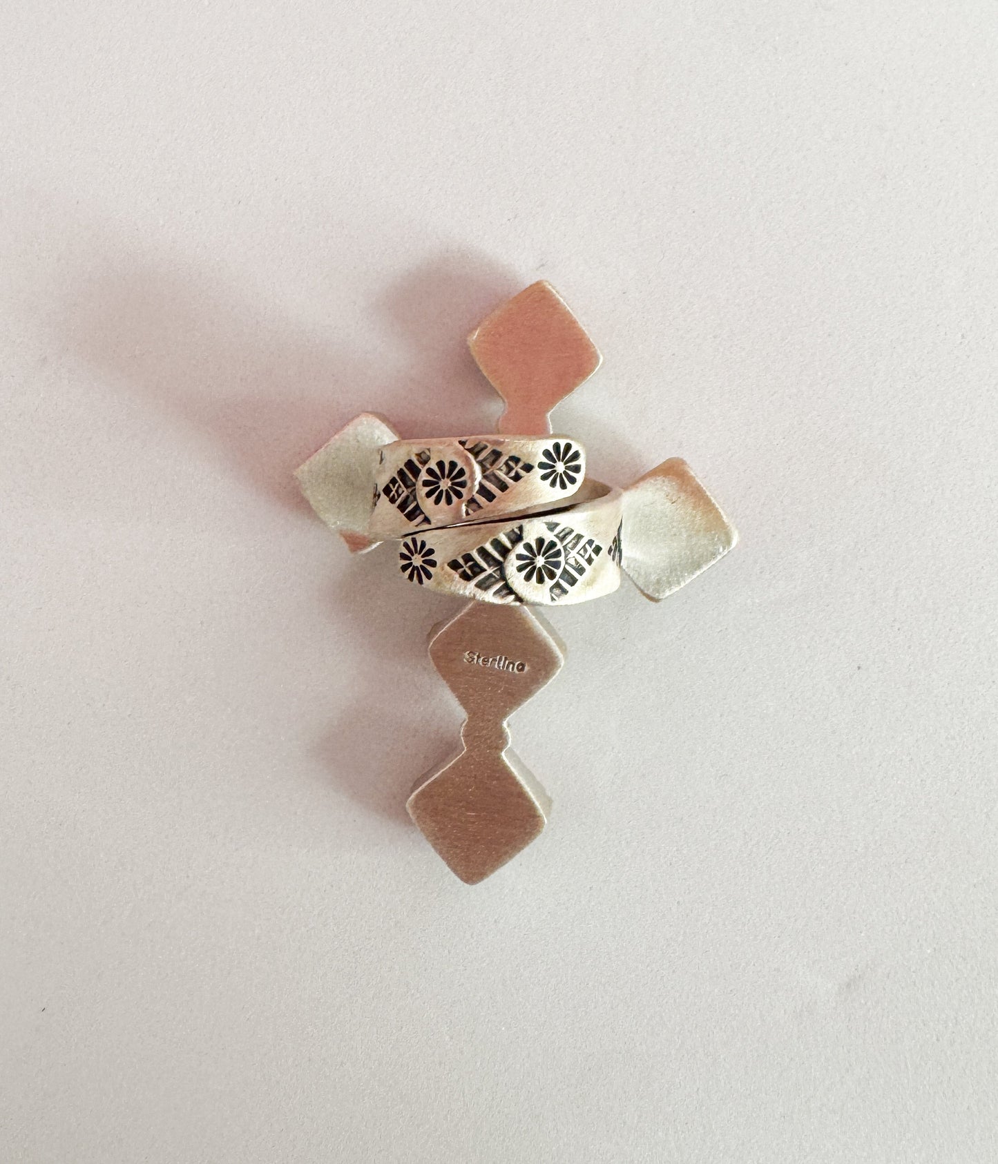 Diamond Pink Conch Cross Ring - Blessings Grow Meadows -