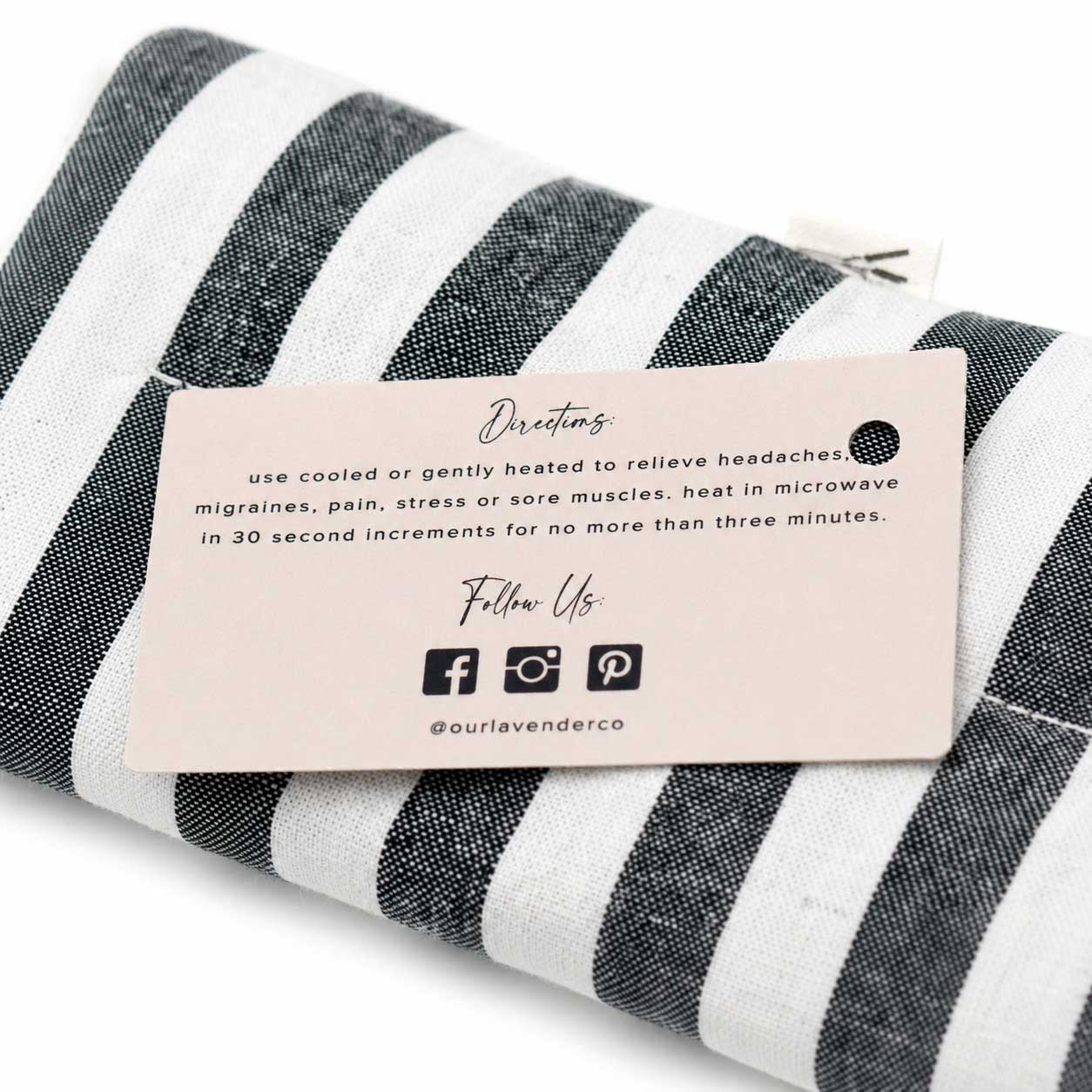Lavender neck wrap heating pad from Our Lavender Co, 28x4 inches, soft fabric, designed for soothing neck and shoulder relief.