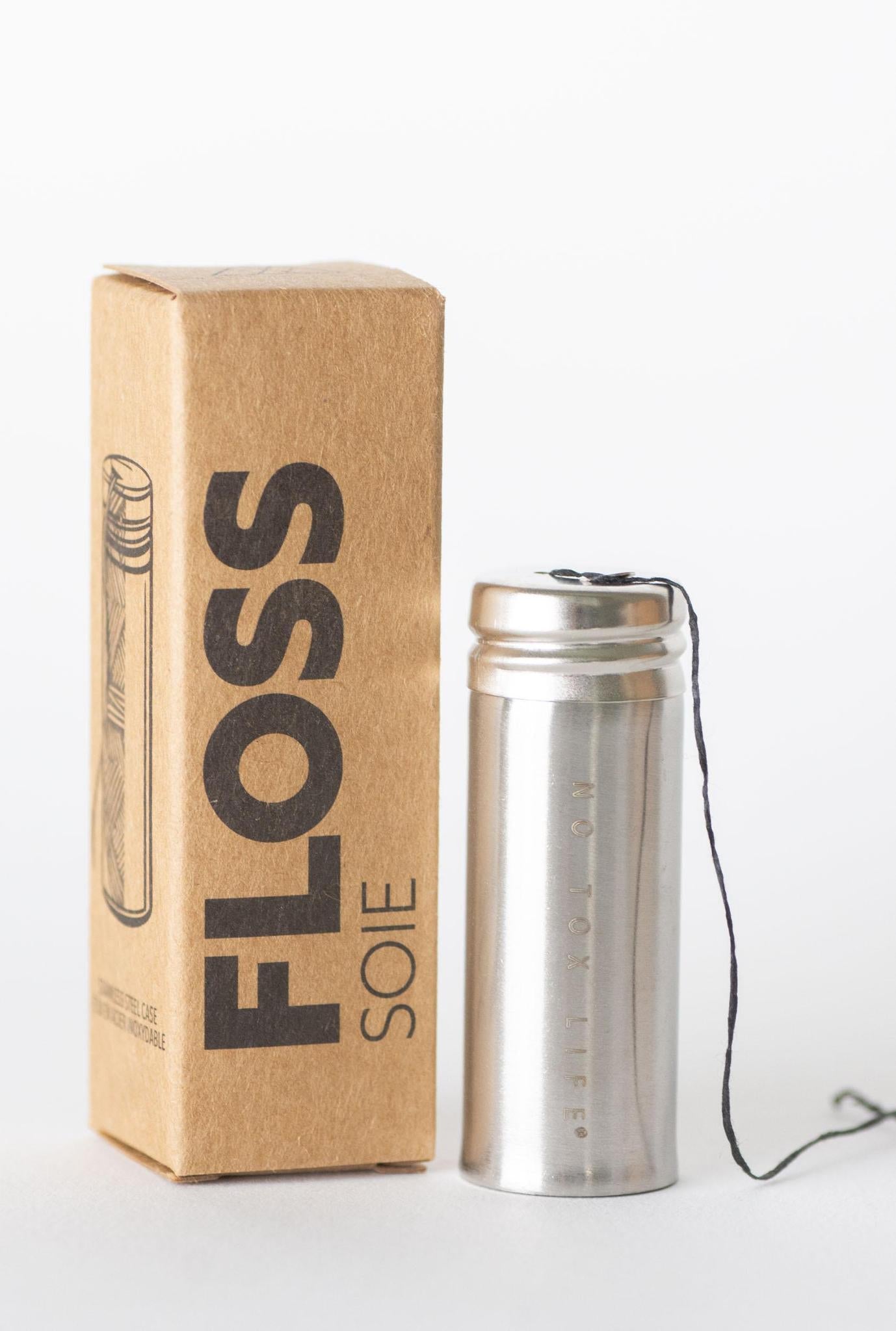 Charcoal Floss - Stainless Steel Holder - No Tox Life® - Blessings Grow Meadows