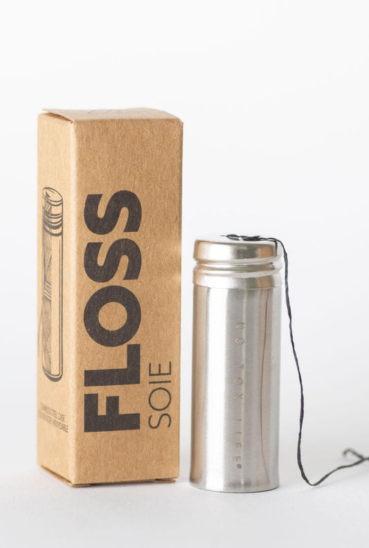 Charcoal Floss - Stainless Steel Holder - No Tox Life® - Blessings Grow Meadows