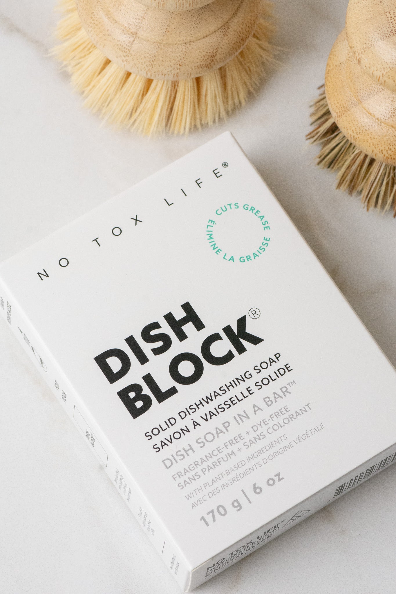Solid dish soap bar by No Tox Life, 6 oz, eco-friendly dish block for kitchen cleaning, natural and toxin-free cleaning product.