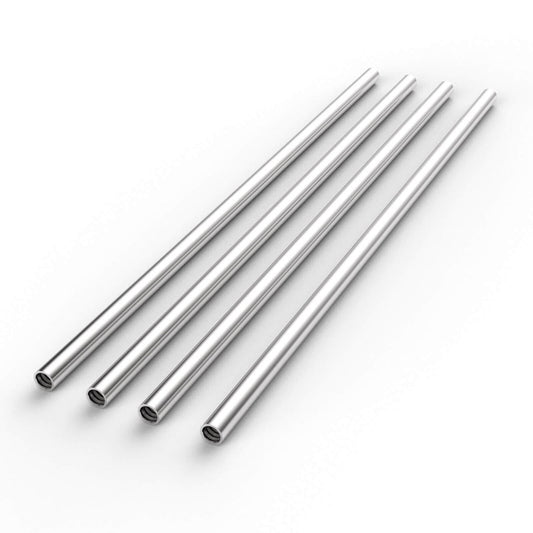 Four Ollegardens Anti-corrosion Aluminum Support Rods (4 pack) are arranged in parallel on a white background, resembling sturdy bracing rods or aluminum garden bed accessories.