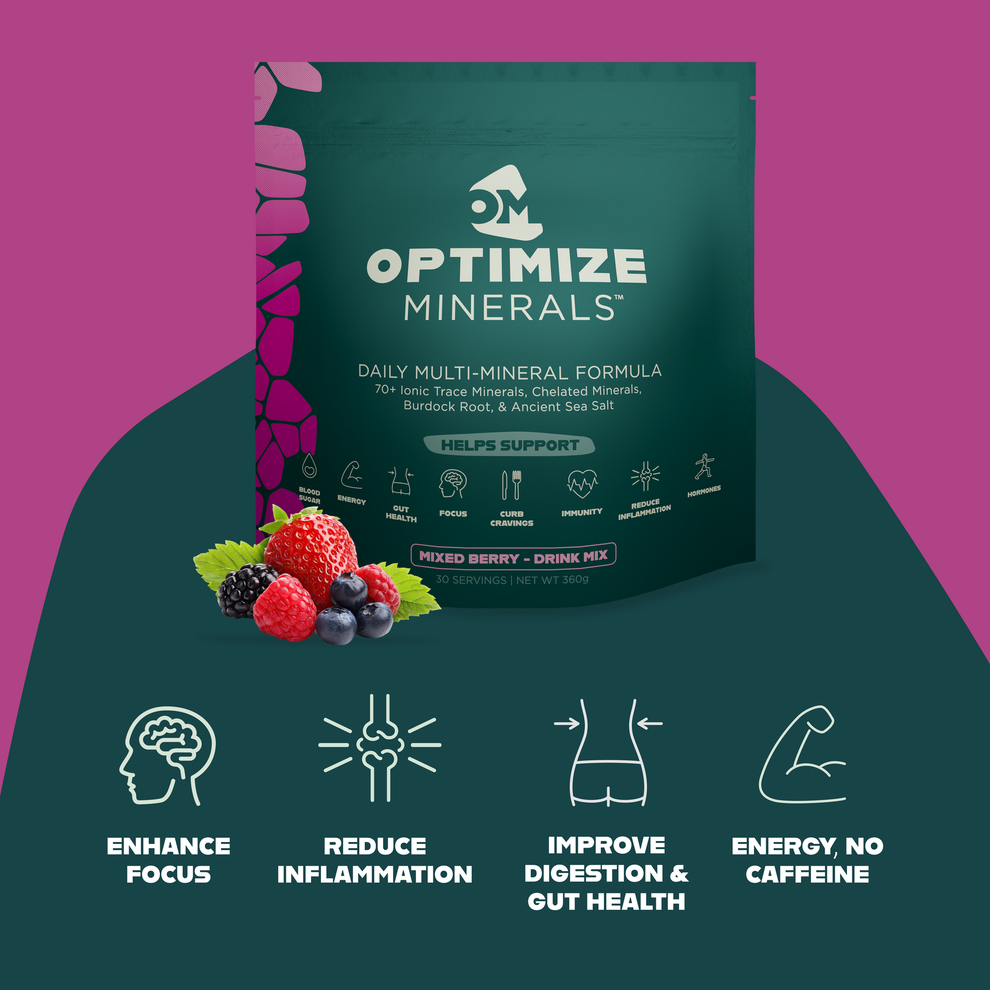 Optimize Minerals and Vitaminz BUNDLE with blood orange flavor, 30-day supply of mineral and vitamin supplements from Optimize Minerals.