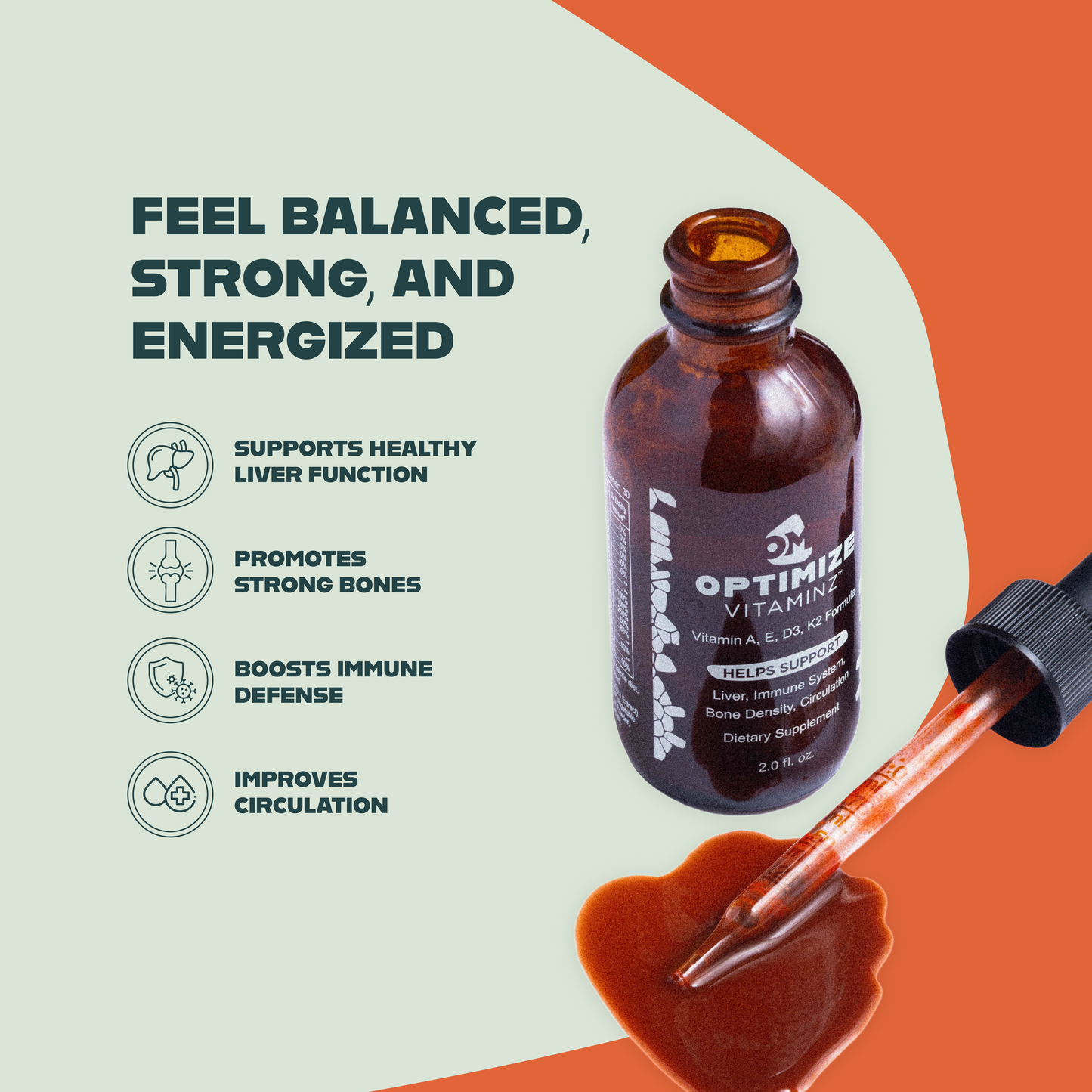 Optimize Minerals and Vitaminz Bundle featuring blood orange flavor, 30-day supply of mineral and vitamin supplement.