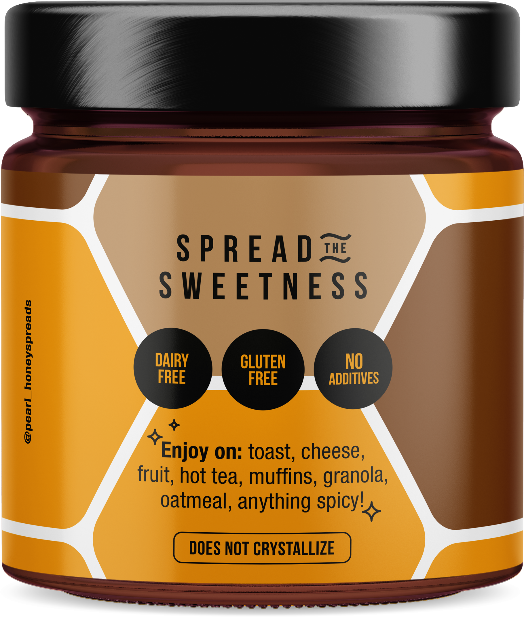Creamed cacao honey spread by Pearl Honey Spreads, smooth and rich cacao-infused honey in a jar.