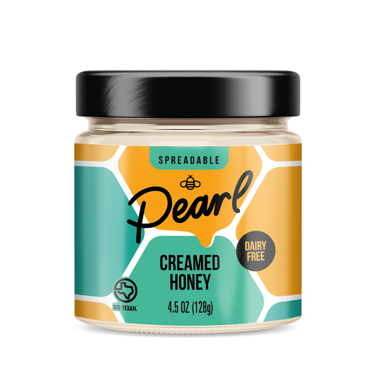Assorted Pearl Honey Spreads Variety 3 Pack with different flavored honey jars on a spice rack.