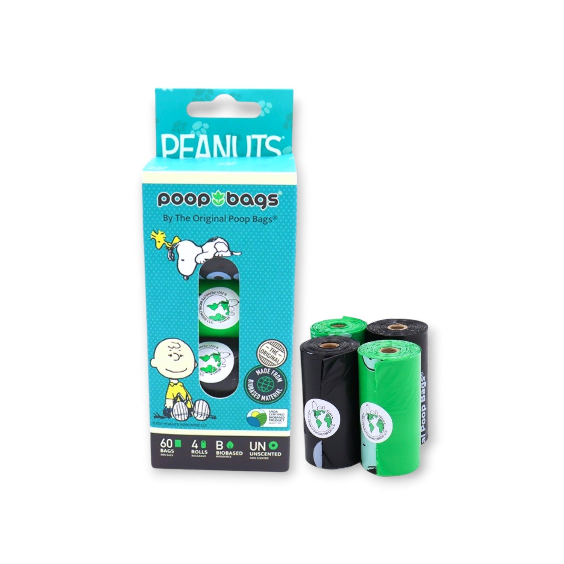 Pet Poop Bags | Peanuts® Bio-Based | 60 ct | USDA Certified | 4 Rolls - Refillism ~ Blessings Grow Meadows