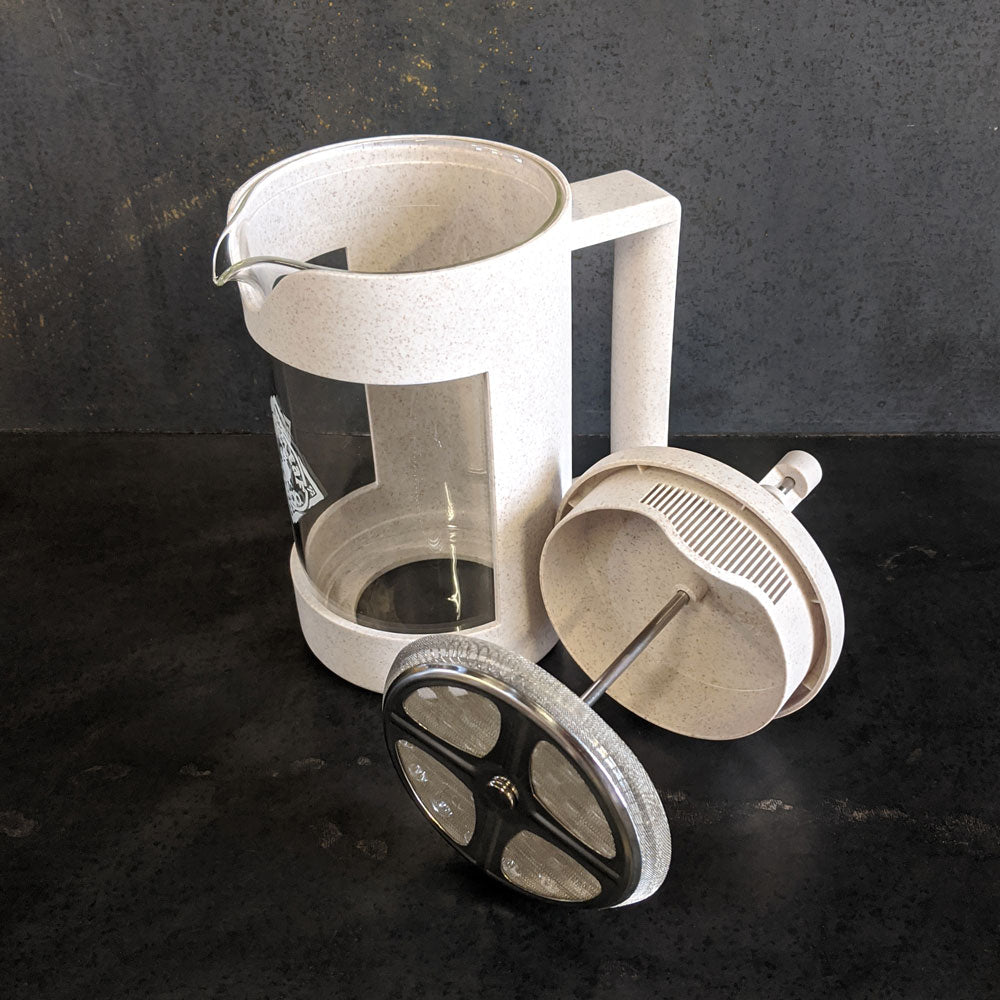 Piper Press brewing device by Piper and Leaf Tea Co. for tea infusion, shown in a close-up image.