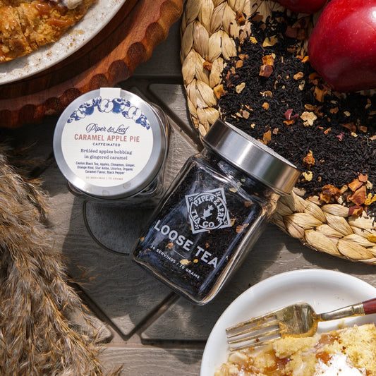 Caramel Apple Pie Glass Jar of Loose Leaf Tea - 30 Servings - Blessings Grow Meadows