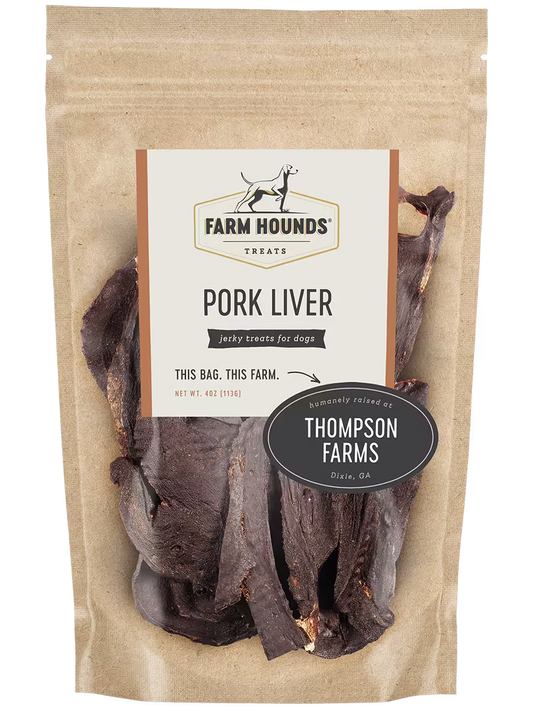 Fresh pork liver from Farm Hounds, showing the reddish organ with smooth surface and natural texture, ideal for pet or cooking use.