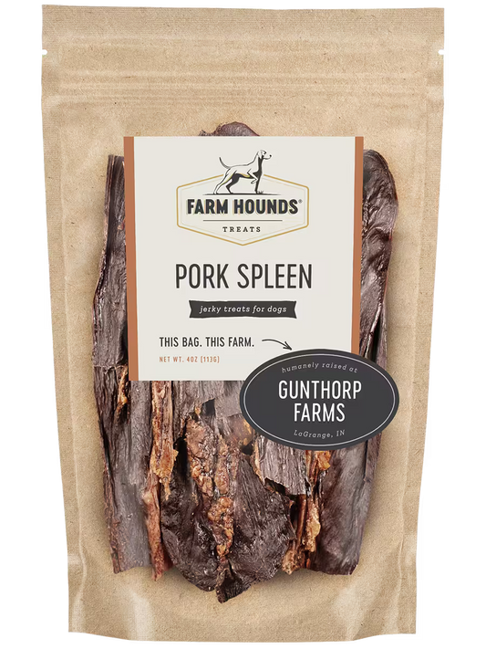 Fresh pork spleen, a farm Hounds organ meat, shown from the front, highlighting its texture and natural color.