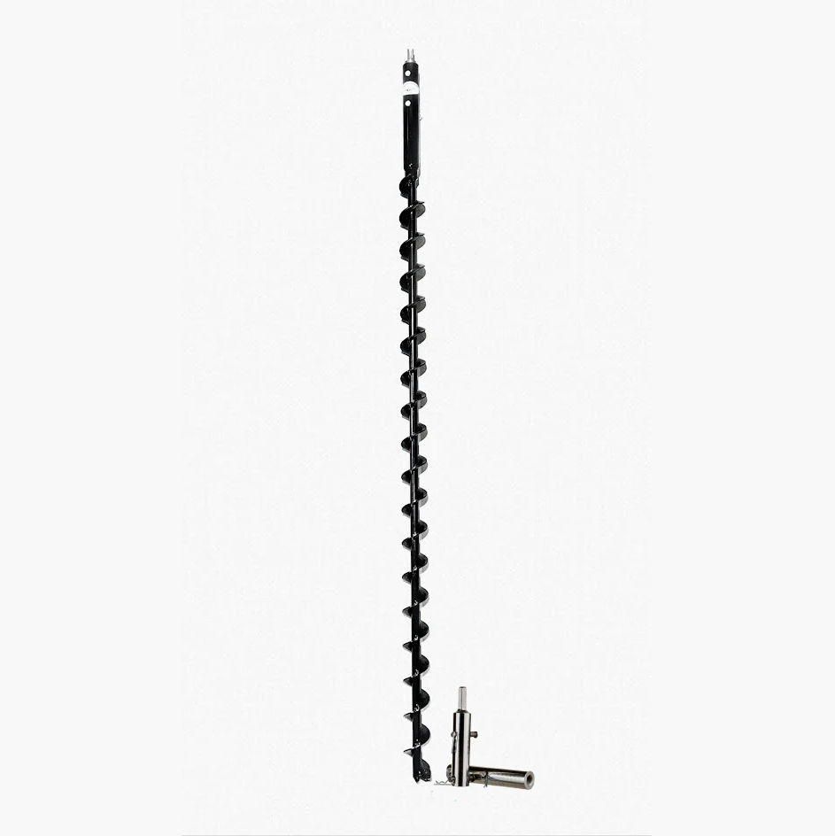 The Power Planter Augers Tree Auger & Tree Planting Tool (2" x 54") features a long, black spiral blade and metal connector, shown vertically against a white background.
