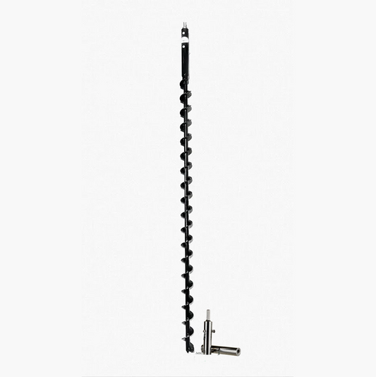 The Power Planter Augers Tree Auger & Tree Planting Tool (2" x 54") features a long, black spiral blade and metal connector, shown vertically against a white background.