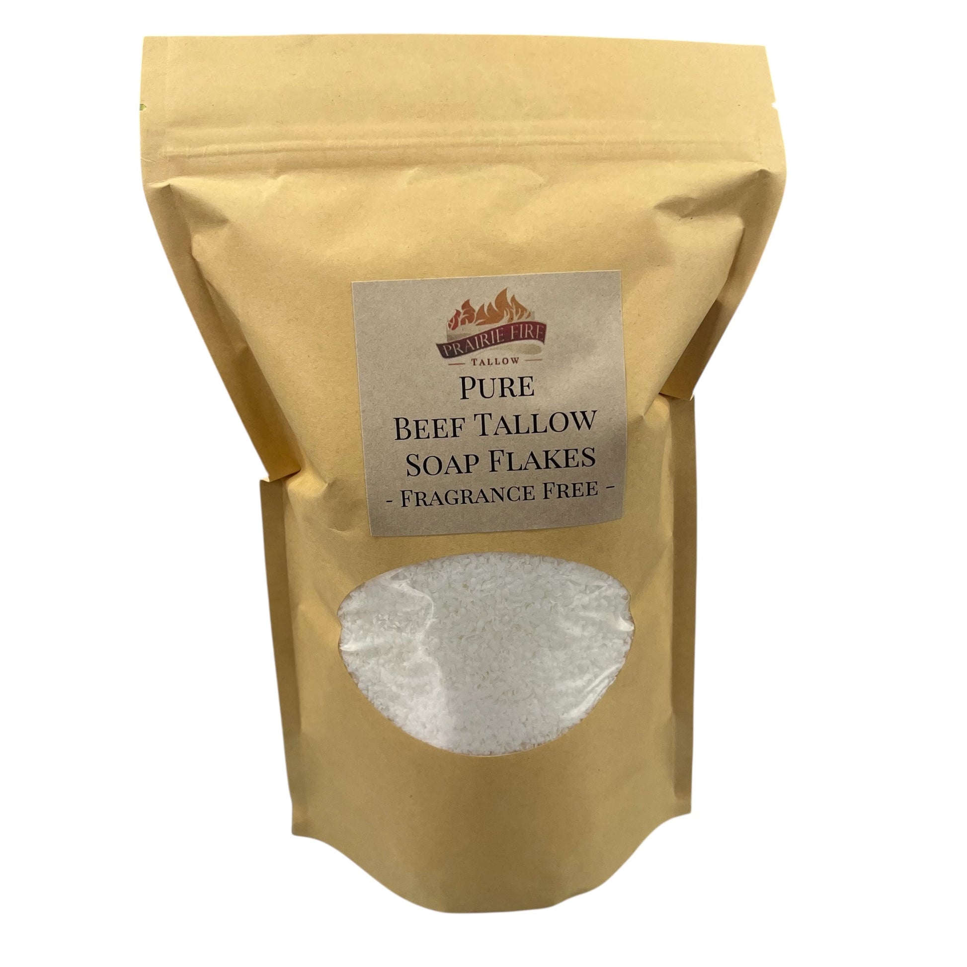 Pure Beef Tallow Soap Flakes bar soap by Prairie Fire, made in USA, natural, organic, for face, body, and hair cleansing and moisturizing.