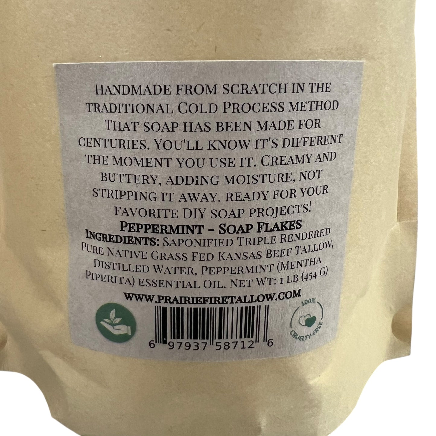 Pure Beef Tallow Soap Flakes - Made in USA - Grass Fed and Finished - Face, Body and Hair - Cleans, Moisturizes, Soothes, and Hydrates. Natural and Organic - Blessings Grow Meadows