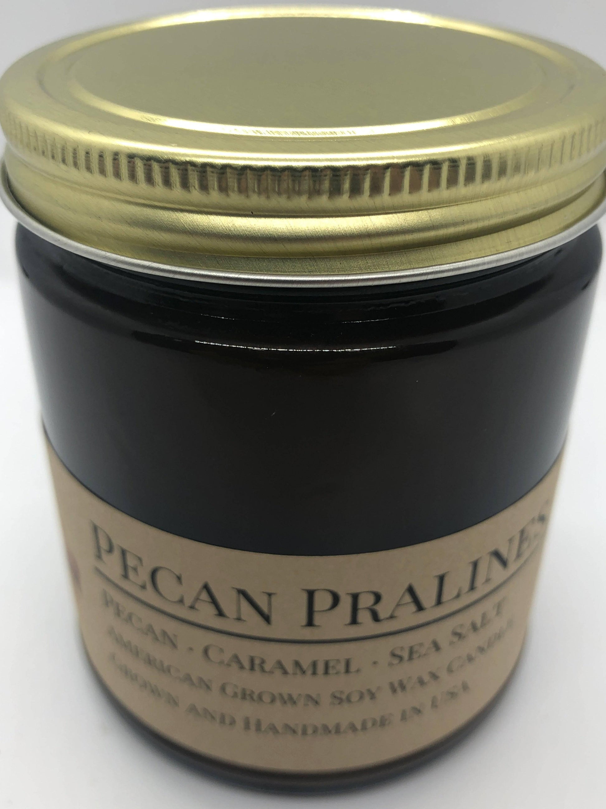 Pecan Pralines Soy Wax Candle | 9 oz Amber Apothecary Jar - Blessings Grow Meadows