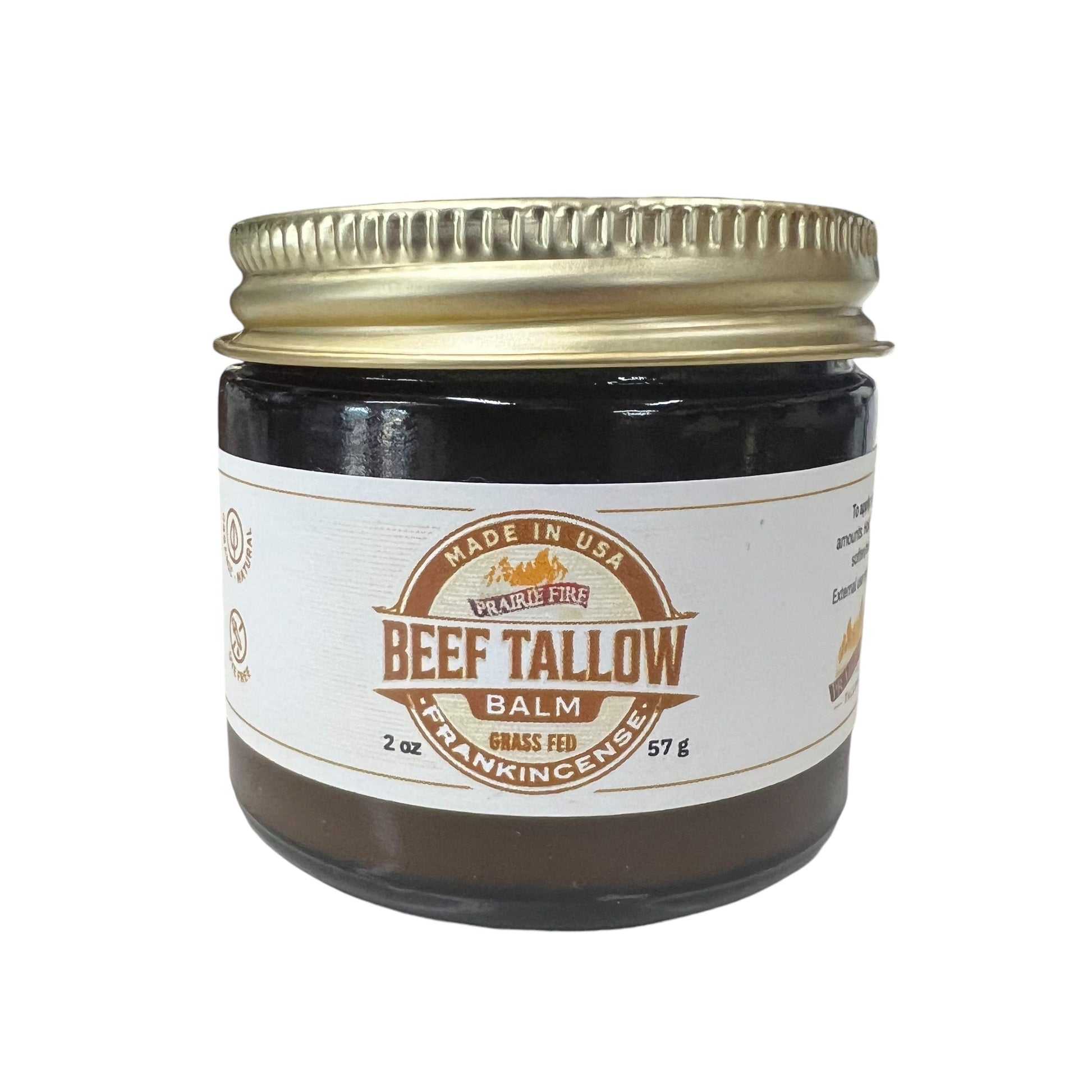 Organic beef tallow balm by Prairie Fire Tallow, 2 oz, moisturizing skin care lotion made in the USA with grass-fed, finished tallow.
