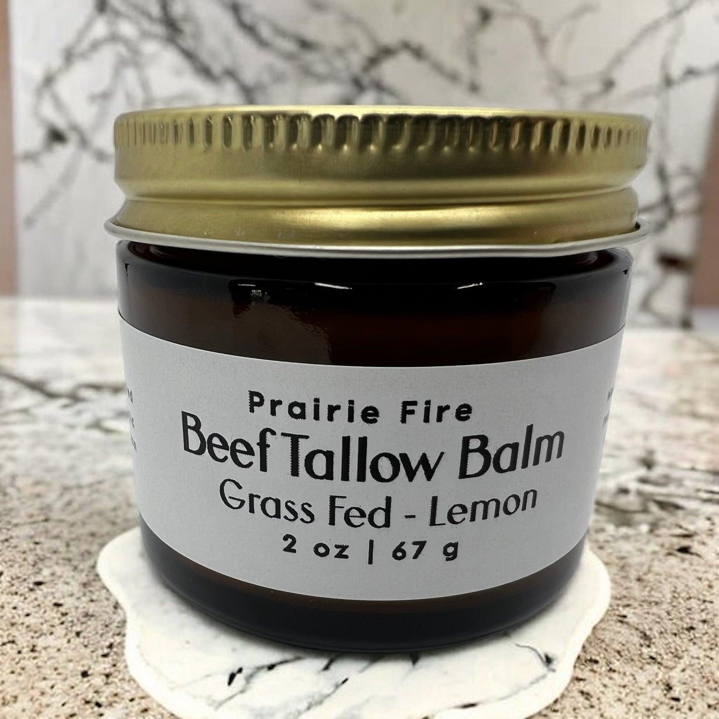 Organic Beef Tallow Balm from Prairie Fire Tallow, 2 oz moisturizing skin care lotion made in the USA with grass-fed beef tallow.