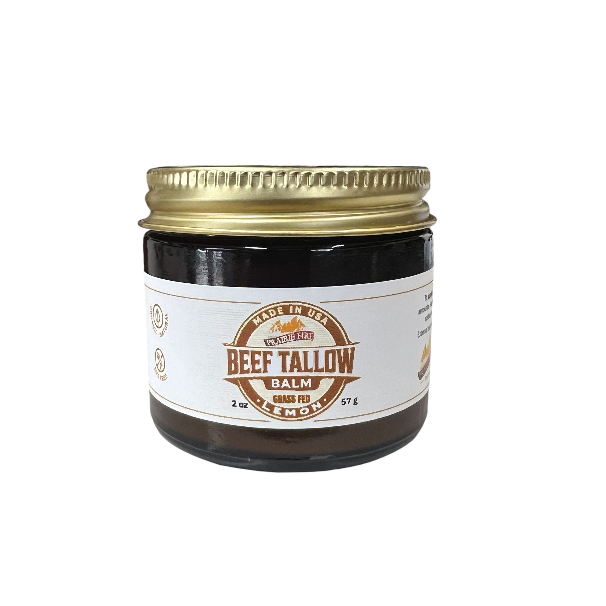 Prairie Fire Tallow Beef Tallow Balm 2 oz moisturizer, organic grass-fed, fragrance-free skin care, made in the USA.