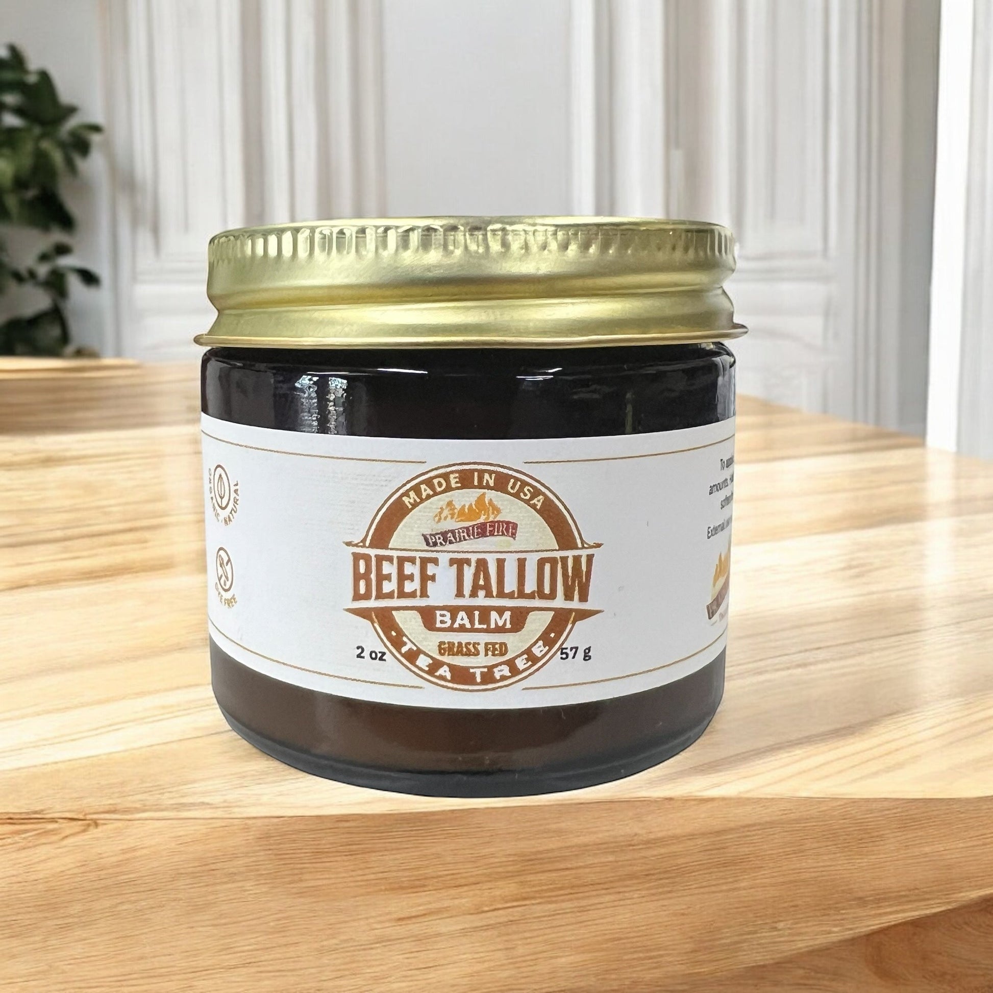 Prairie Fire Tallow Beef Tallow Balm 2 oz moisturizer made with organic grass-fed beef tallow, natural skin care, fragrance-free.