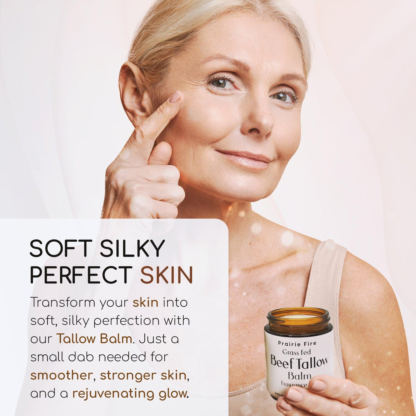 Beef Tallow Balm - 4 oz - Made in USA - Organic Grass Fed and Finished Tallow - Moisturizing Skin Care - Blessings Grow Meadows