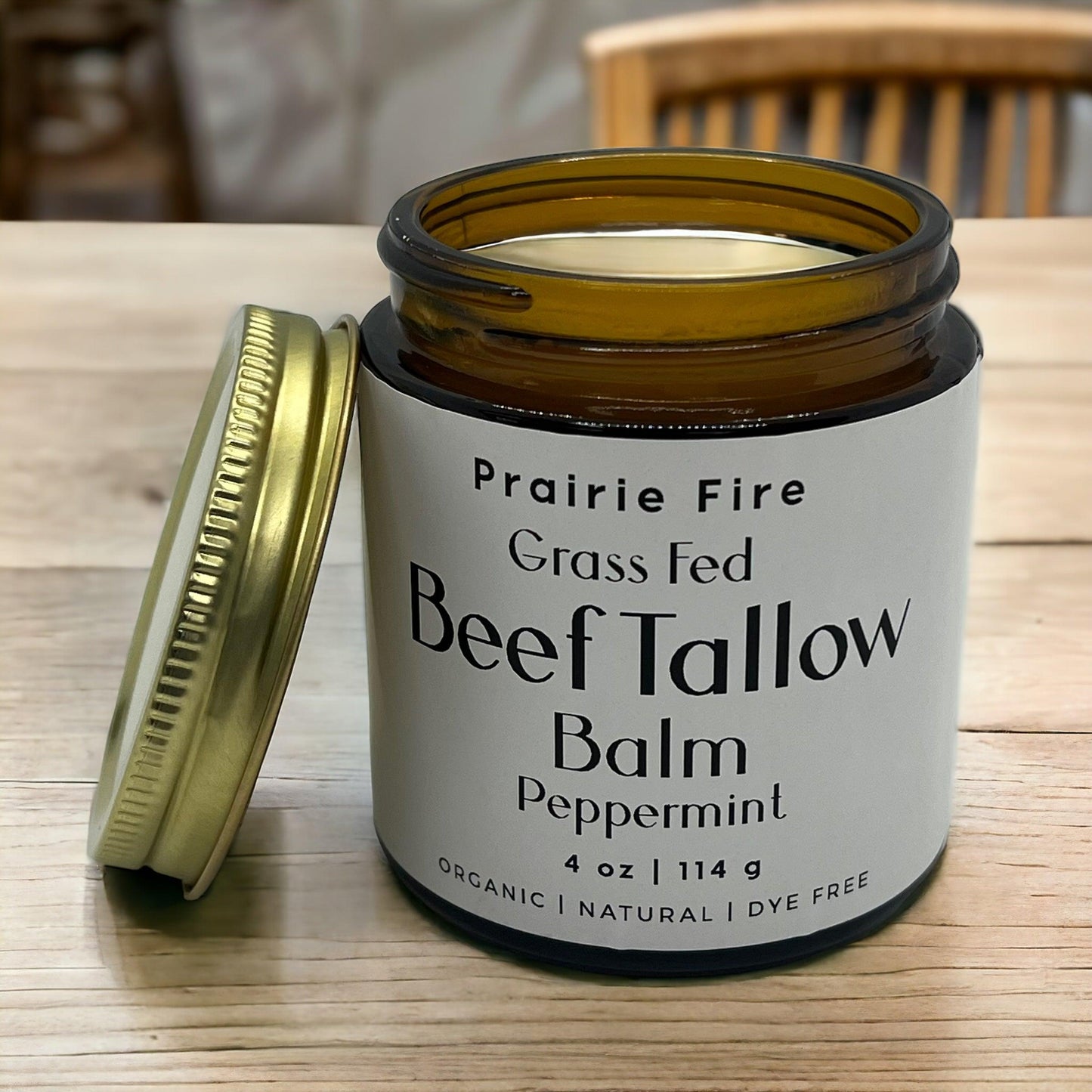 Beef Tallow Balm - 4 oz - Made in USA - Organic Grass Fed and Finished Tallow - Moisturizing Skin Care - Blessings Grow Meadows