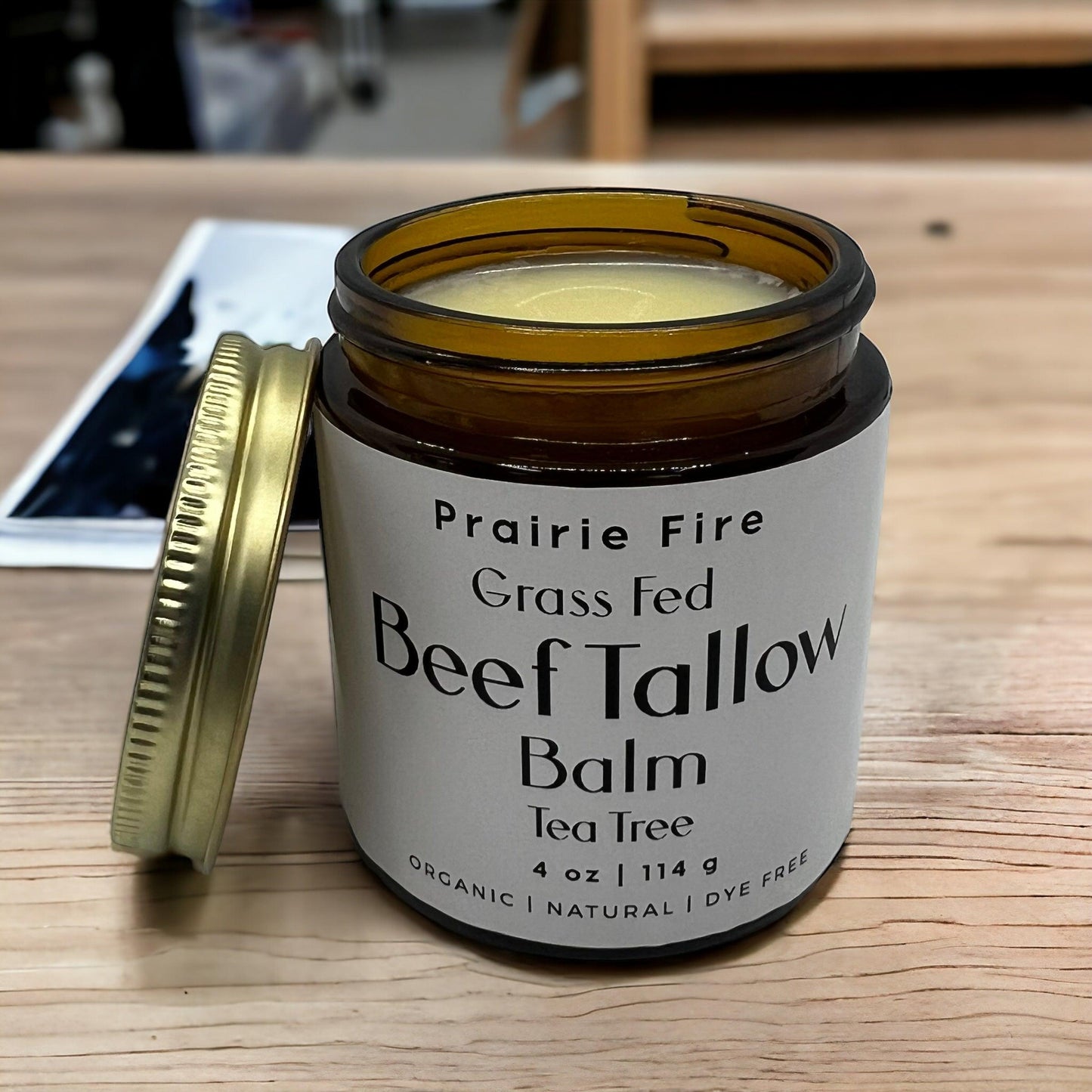 Beef Tallow Balm - 4 oz - Made in USA - Organic Grass Fed and Finished Tallow - Moisturizing Skin Care - Blessings Grow Meadows