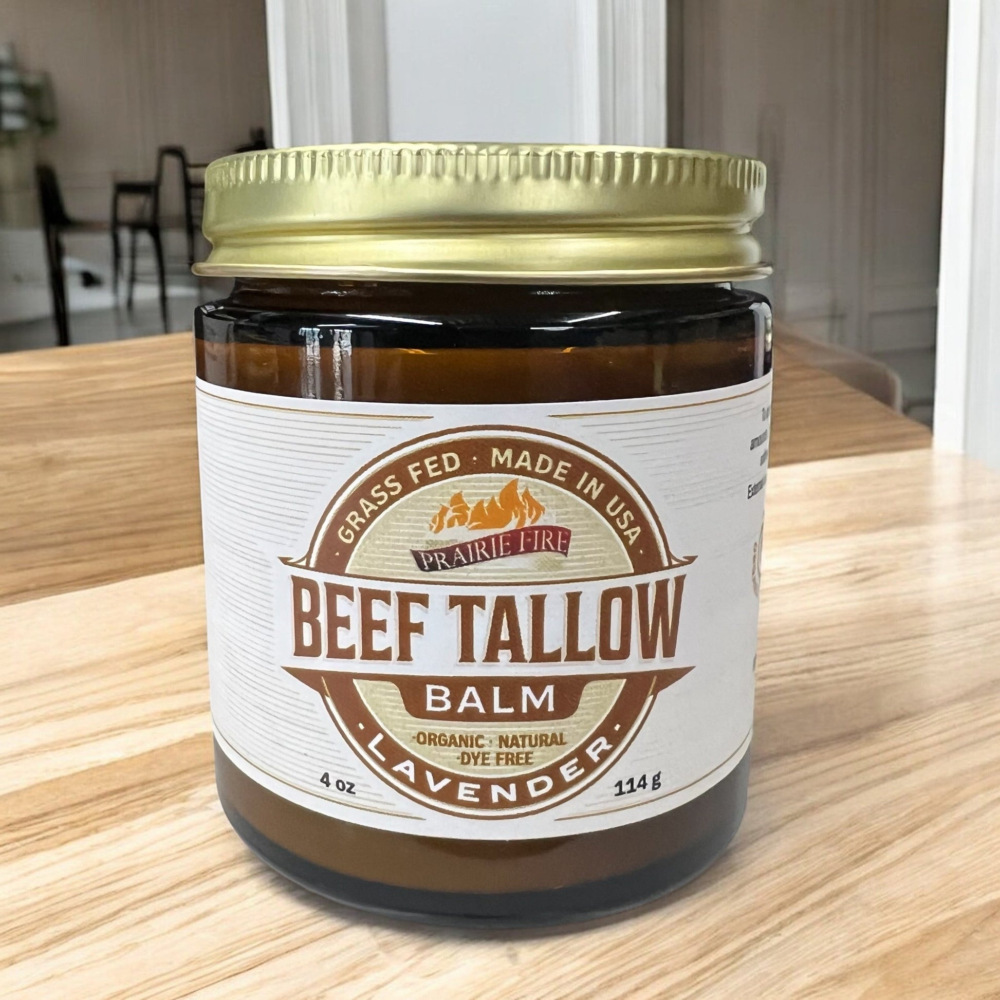 Beef Tallow Balm - 4 oz - Made in USA - Organic Grass Fed and Finished Tallow - Moisturizing Skin Care - Blessings Grow Meadows