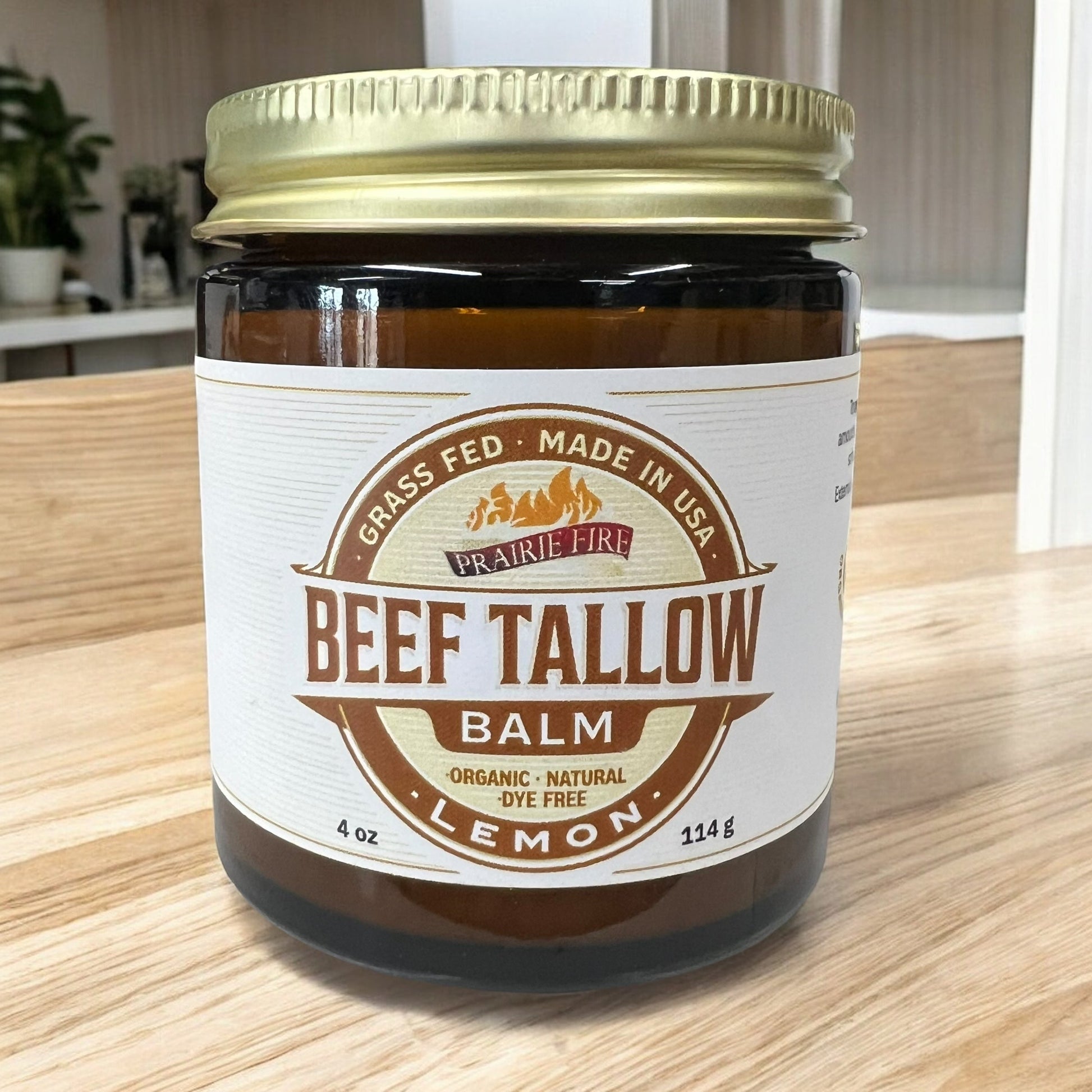 Beef Tallow Balm - 4 oz - Made in USA - Organic Grass Fed and Finished Tallow - Moisturizing Skin Care - Blessings Grow Meadows