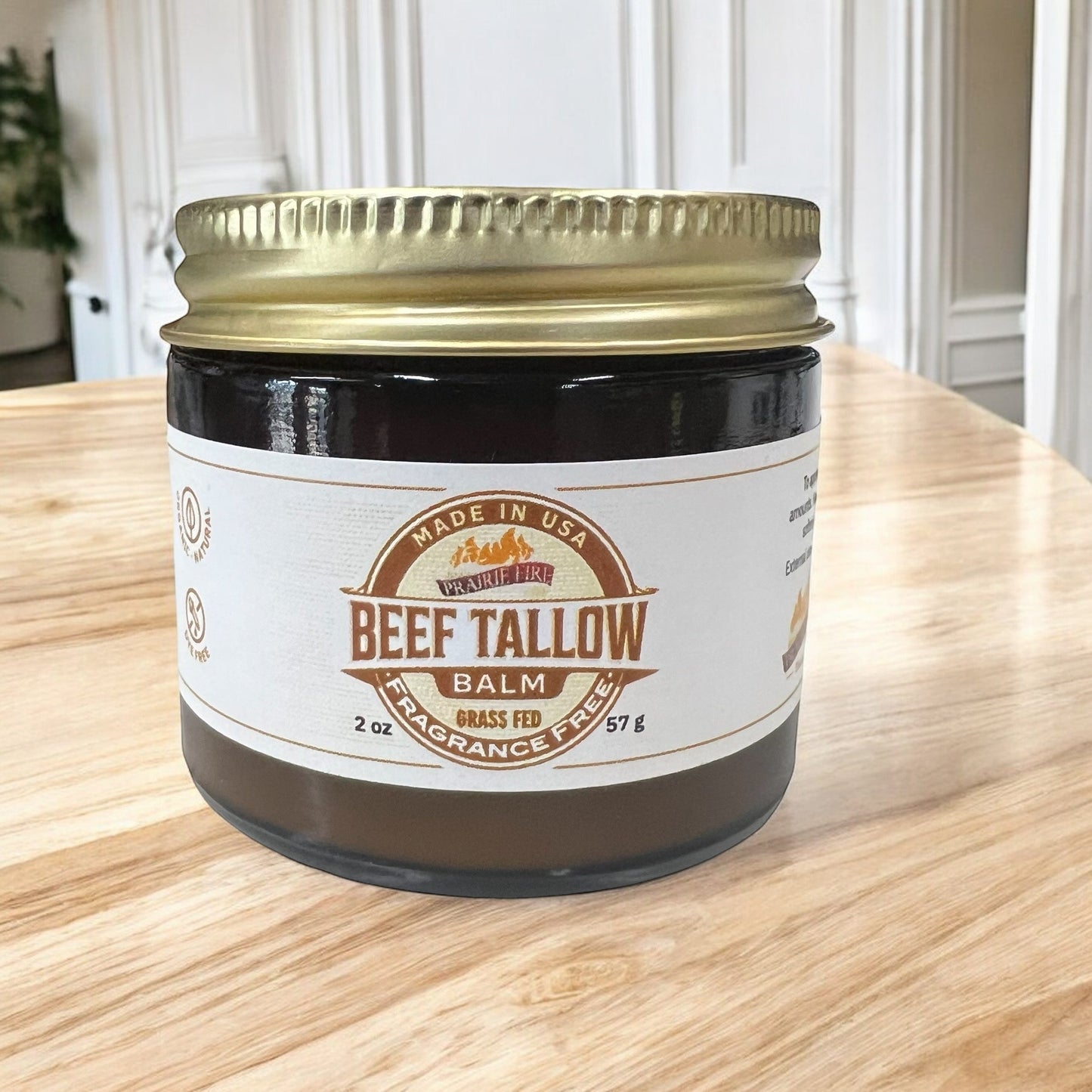 Beef Tallow Balm - 2 oz - Grown and Made in USA - Organic Grass Fed and Finished Tallow - Moisturizing Skin Care - Blessings Grow Meadows