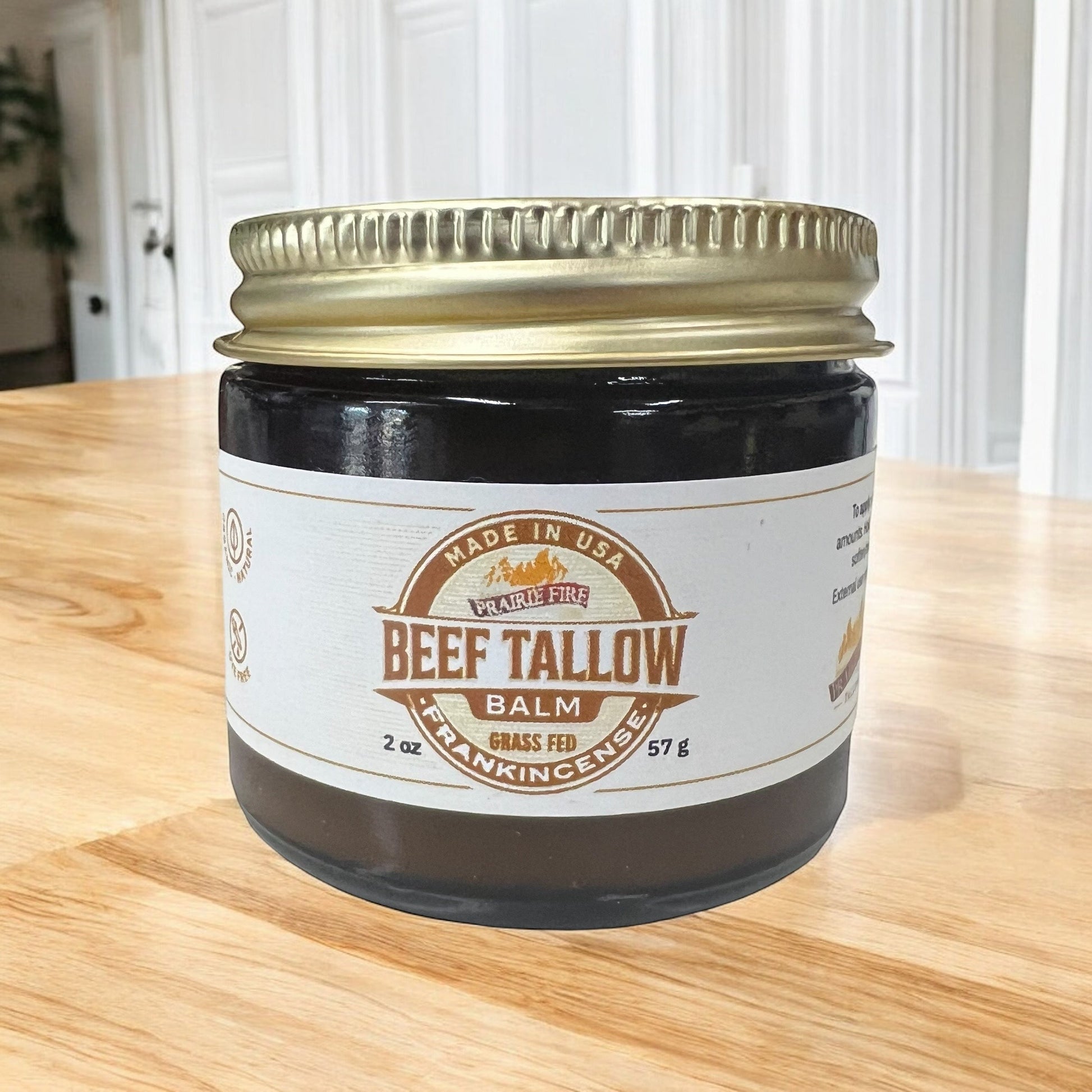 Beef Tallow Balm - 2 oz - Grown and Made in USA - Organic Grass Fed and Finished Tallow - Moisturizing Skin Care - Blessings Grow Meadows