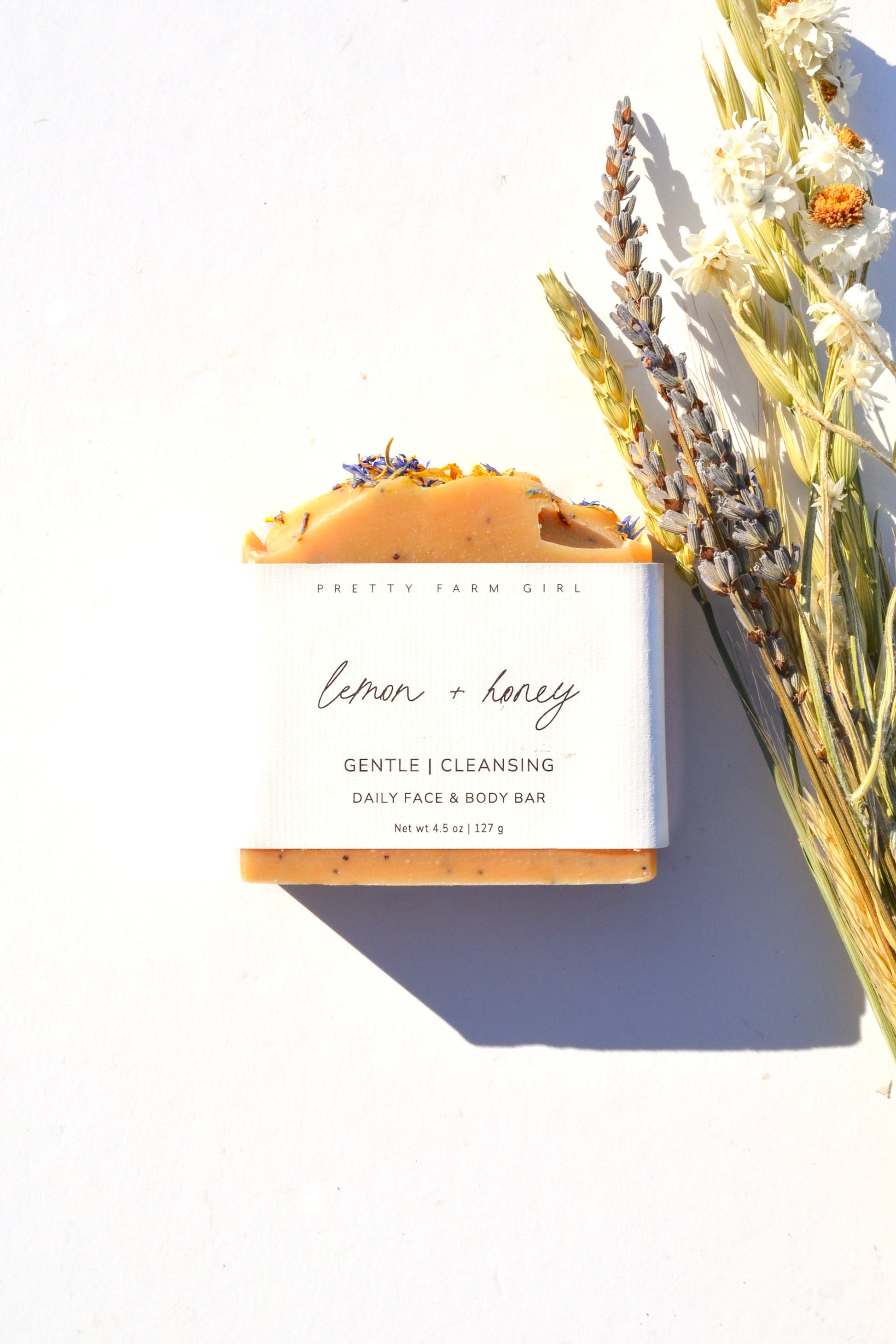 Lemon + Honey + Poppy Seed Handmade Tallow and Goat Milk Soap Bar - Blessings Grow Meadows