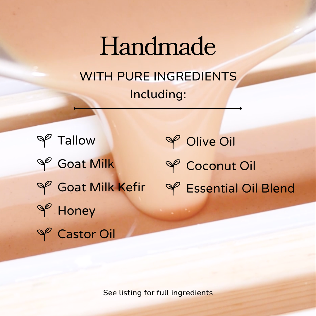 Wild Rose + Honey Handmade Tallow and Goat Milk Soap Bar - Blessings Grow Meadows