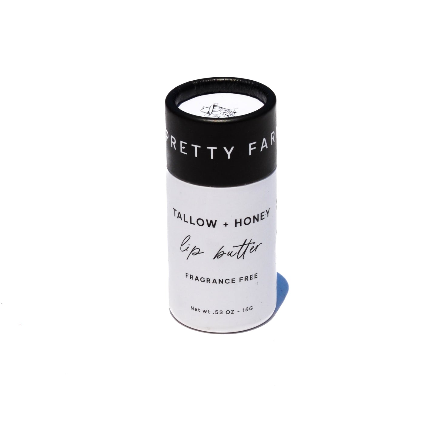Fragrance-free tallow and honey lip butter in eco-friendly travel tube, natural lip moisturizer by Pretty Farm Girl.