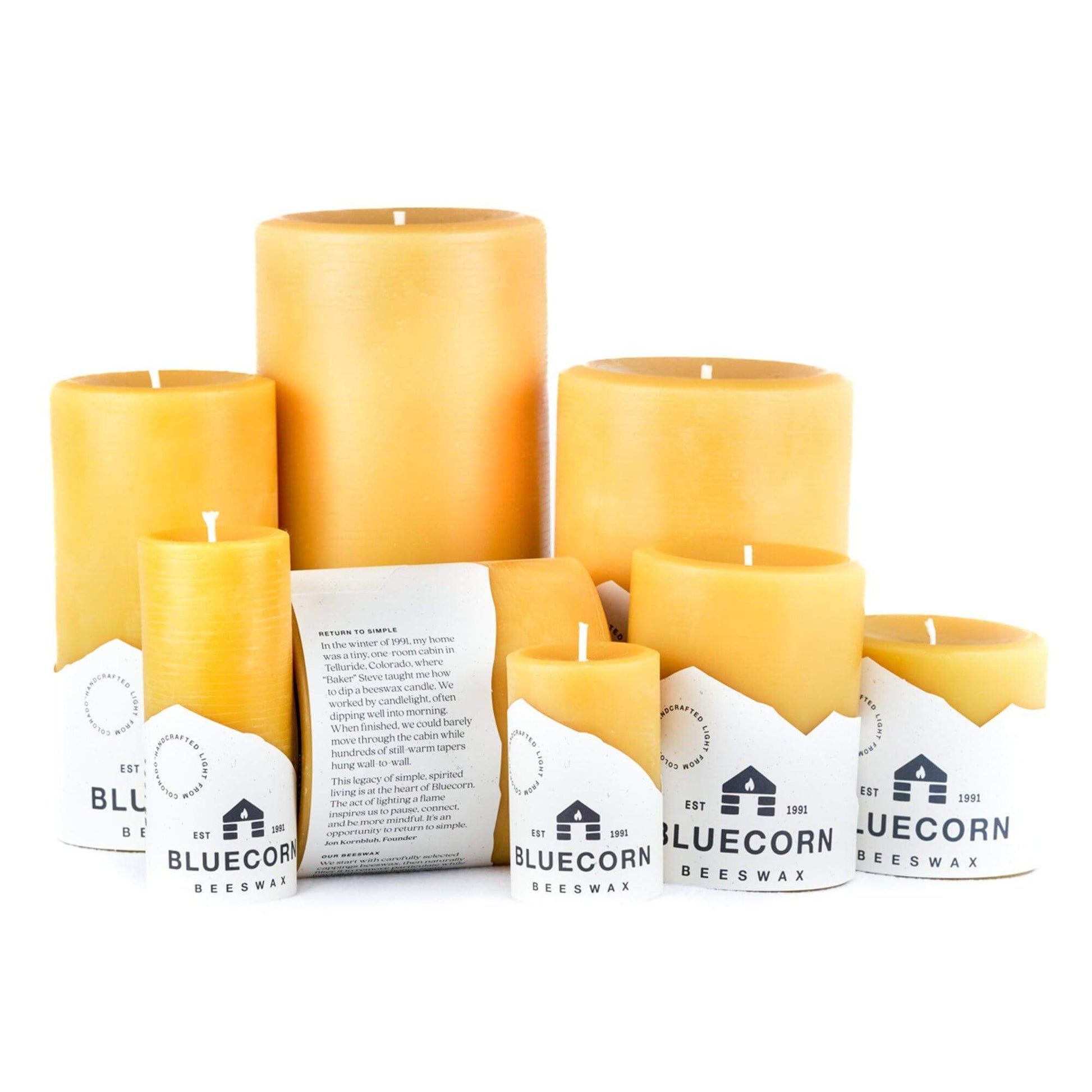Pure Beeswax Pillar Candles - Bluecorn Candles ~ Blessings Grow Meadows