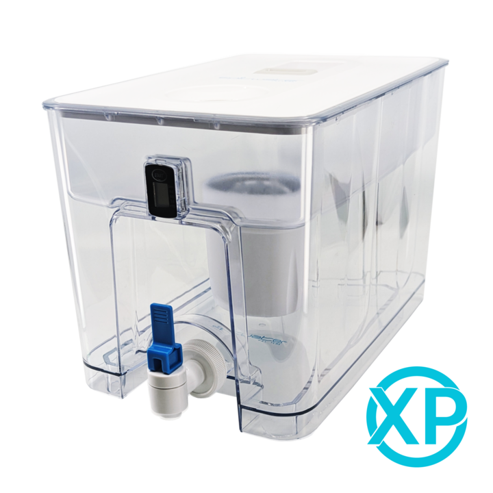 White Epic Water Filters Pure XP Dispenser for reducing fluoride and PFAS in drinking water, shown in the image.