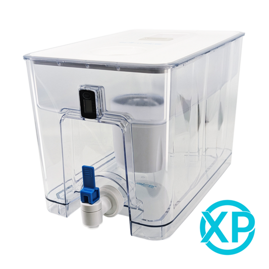 White Epic Water Filters Pure XP Dispenser for reducing fluoride and PFAS in drinking water, shown in the image.