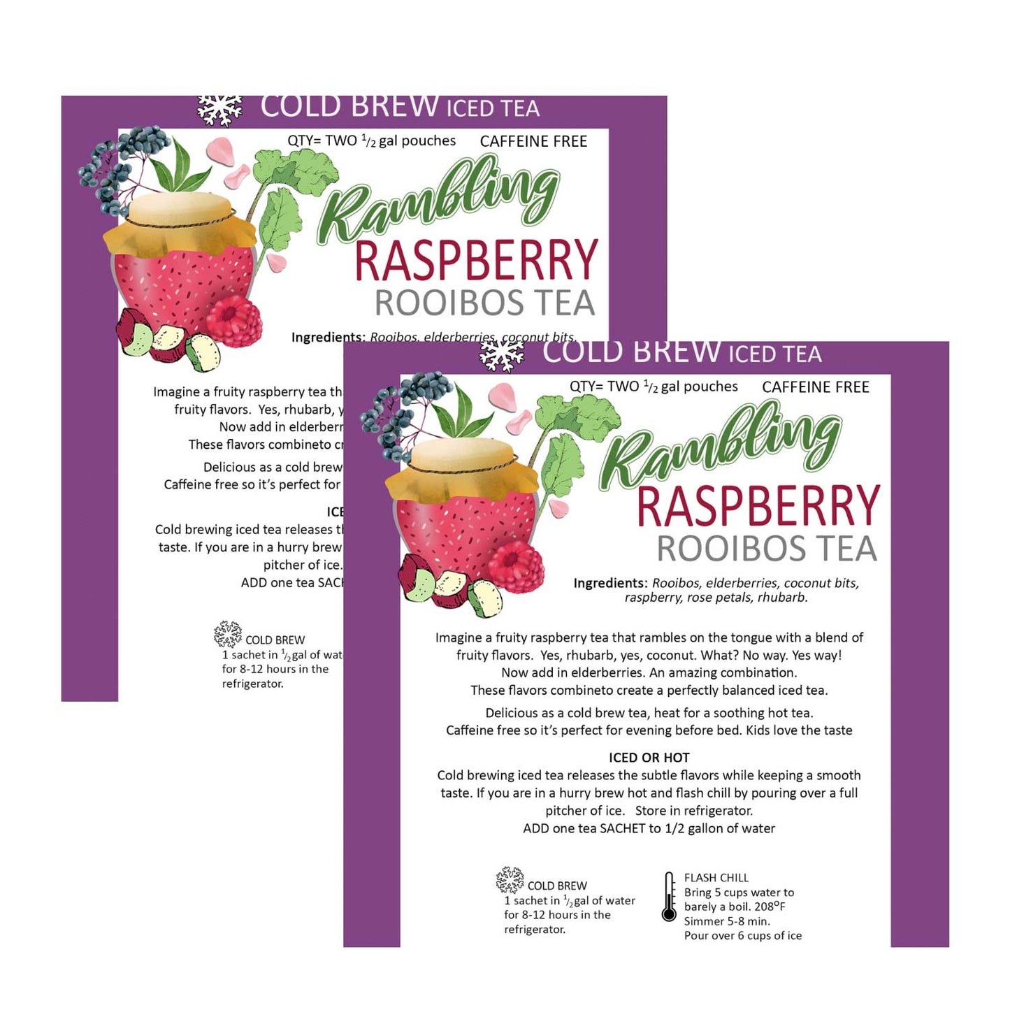 Rambling Raspberry Decaffeinated Tea | Pack of 2 | 2 Half Gallon Bags | Tea n More - BuyNebraska.com ~ Blessings Grow Meadows