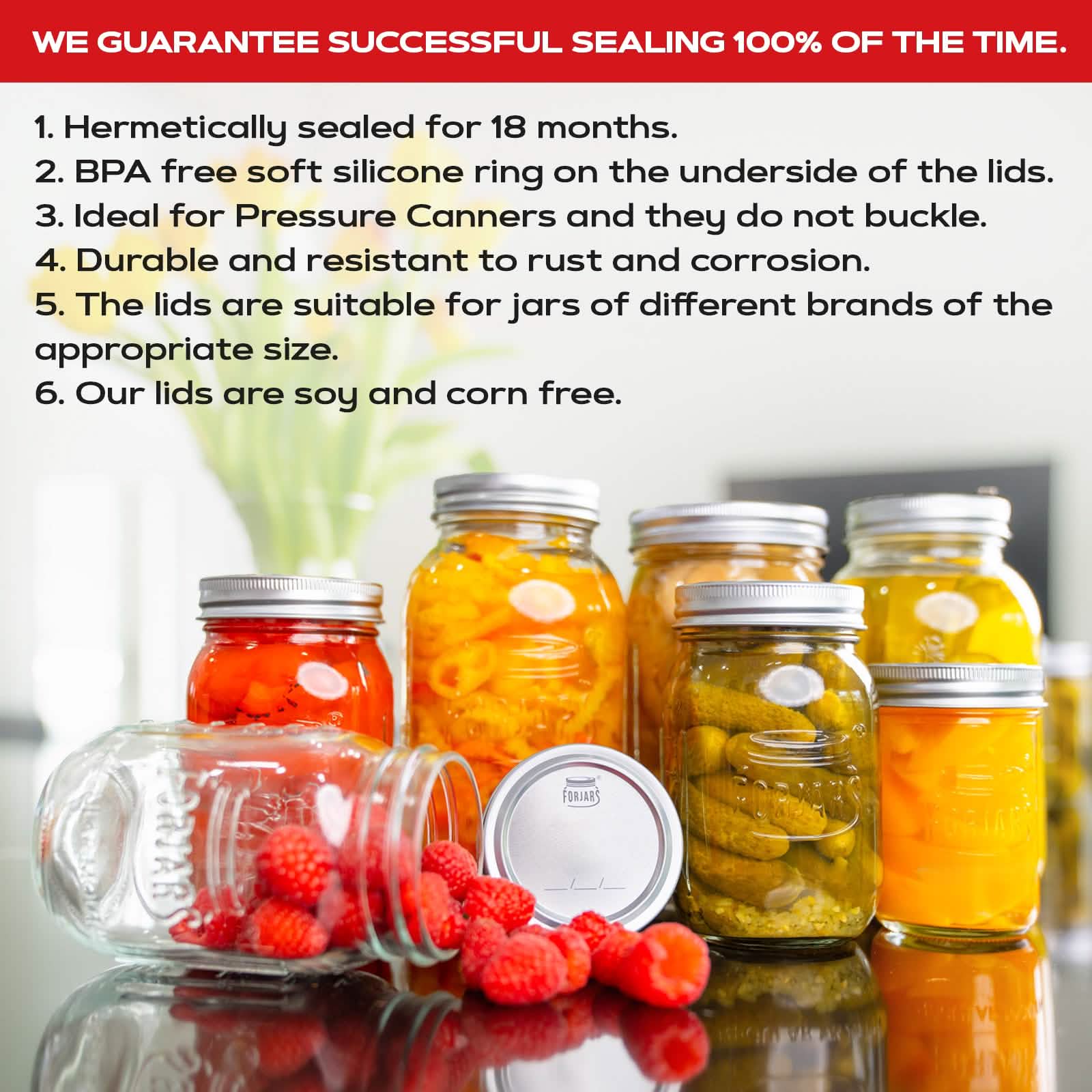 Forjars® - 1000 Count : 500 Regular Mouth + 500 Wide Mouth Canning Lids - Blessings Grow Meadows