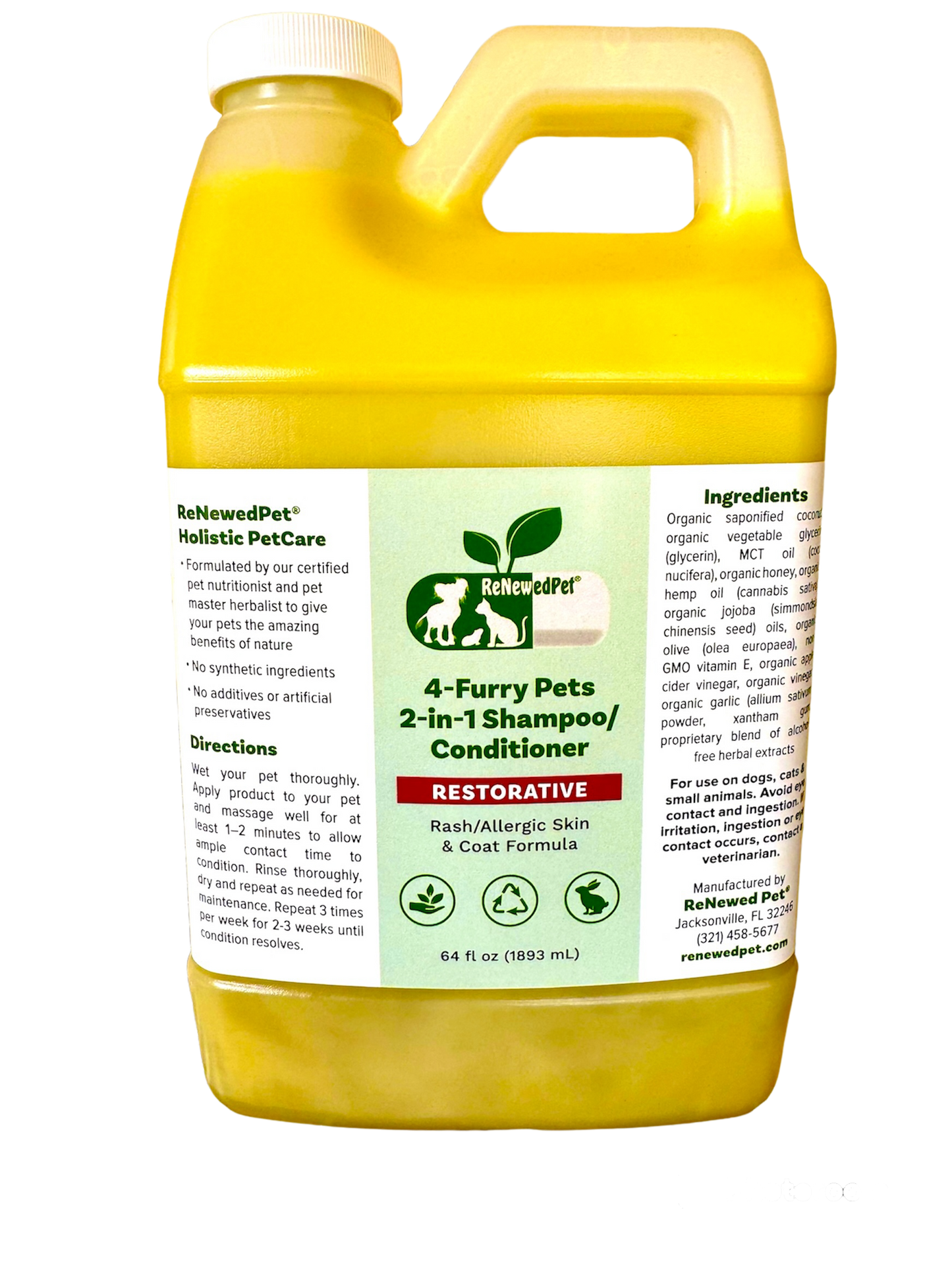 4-FURRY PETS 2-IN-1 * RESTORATIVE SHAMPOO & CONDITIONER - Blessings Grow Meadows