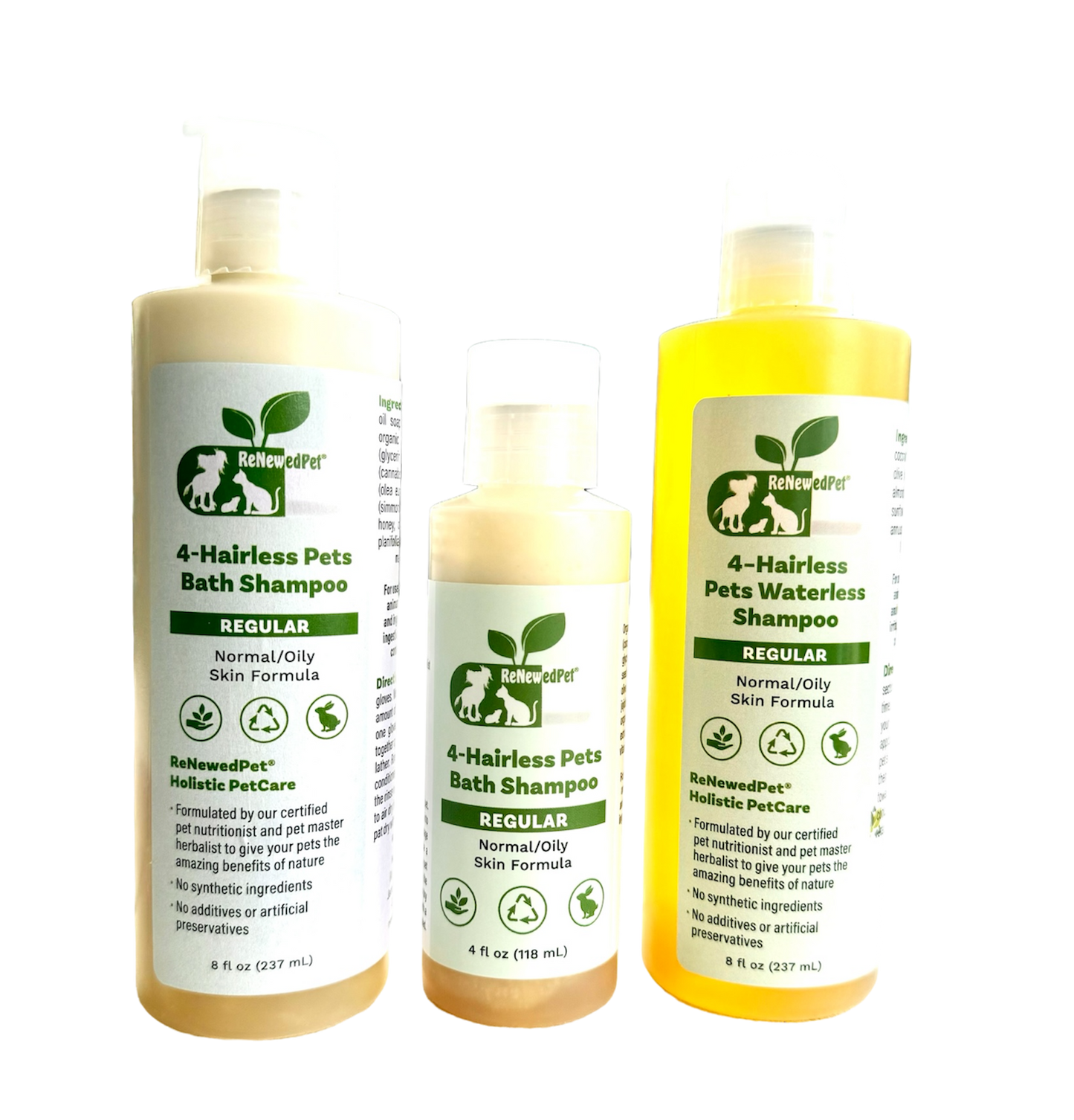 4-HAIRLESS PETS REGULAR SHAMPOO, WATERLESS SHAMPOO & CONDITIONER KIT - Blessings Grow Meadows
