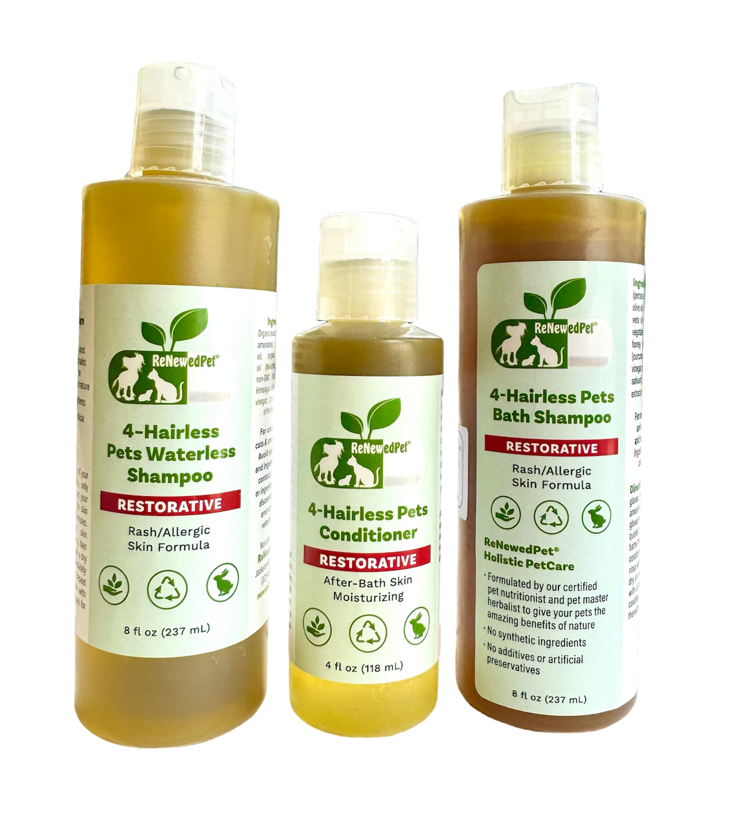 4-HAIRLESS PETS RESTORATIVE SHAMPOO, WATERLESS & CONDITIONER - Blessings Grow Meadows