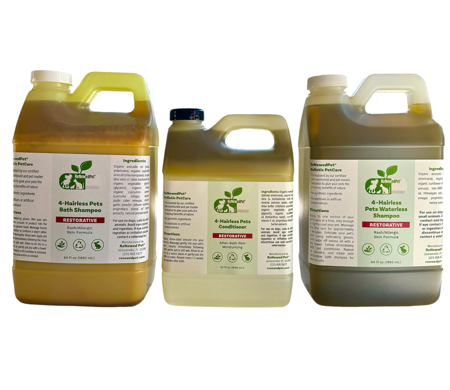 4-HAIRLESS PETS RESTORATIVE SHAMPOO, WATERLESS & CONDITIONER - Blessings Grow Meadows