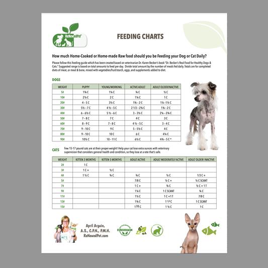 Homemade Pet Food Feeding Chart - Blessings Grow Meadows