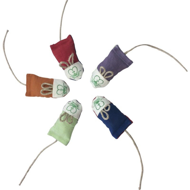 Colorful ReNewedPet Catnip Mouse Toy from Fun Stuff! Soft fabric with catnip for playful feline entertainment.