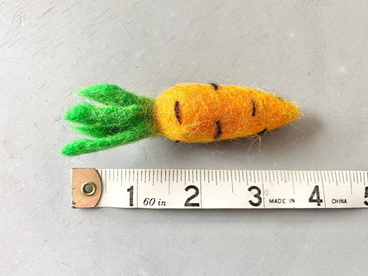 Felted cat toy carrots from ReNewedPet Fun Stuff! Soft, colorful felted toys designed for cats to play with and chew.