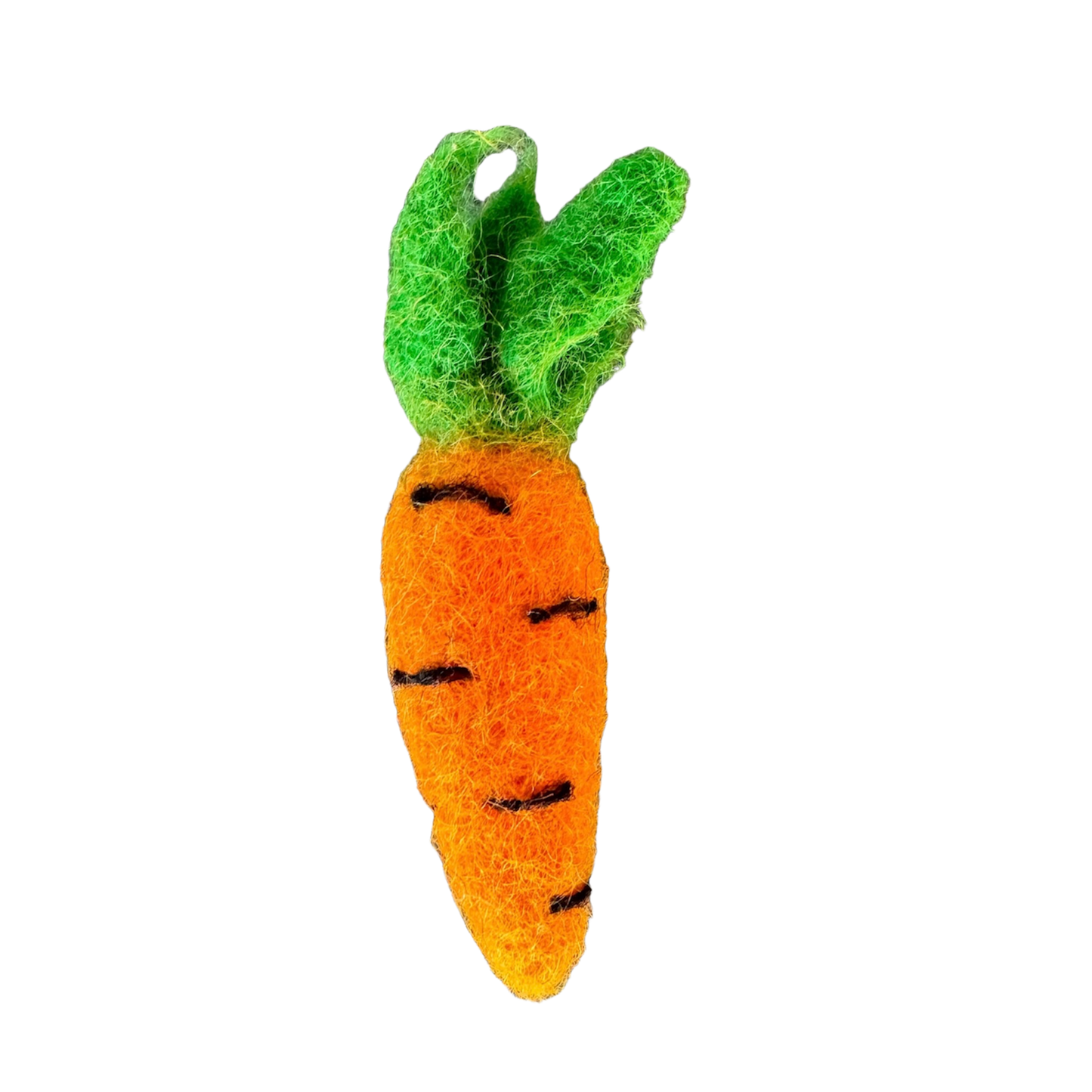 Felted cat toy carrots from ReNewedPet's Fun Stuff collection, soft and colorful felted cat toy shaped like carrots.